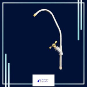 تصویری از شیر برداشت فلکه‌ای برنجی با دسته پلاستیکی و علم فلزی کروم