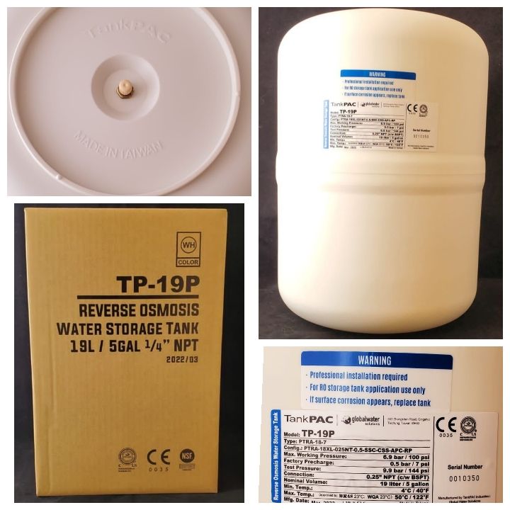 تصویر مخزن ذخیره آب تصفیه شده خانگی، نشان‌دهنده نحوه نصب و عملکرد آن در سیستم تصفیه آب.